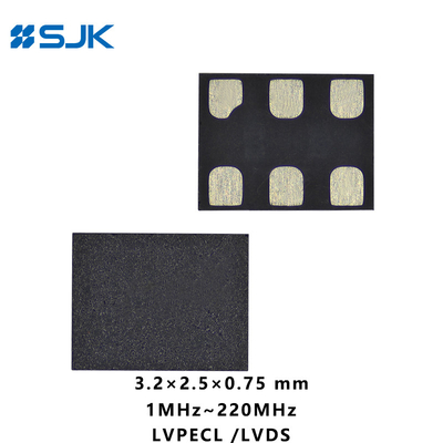 SMD 3225 Boyut Programlanabilir MEMS LVPECL Differential Oscillator With 6Pads Destek 1-220MHz 2.25-3.63V